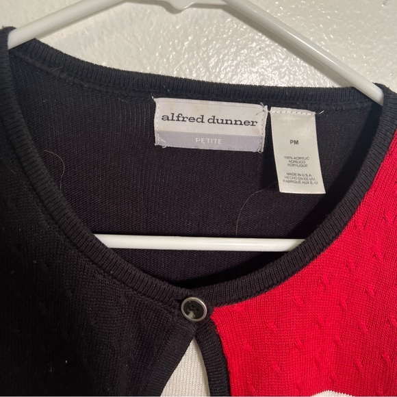 Alfred Dunner One Button Cardigan Black Red White PM - Picture 8 of 8